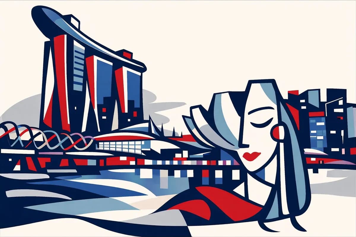 Stylised Singapore skyline illustration
